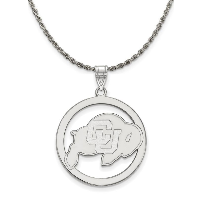 Sterling Silver U. Of Colorado Large Circle Pendant Necklace - 18 In